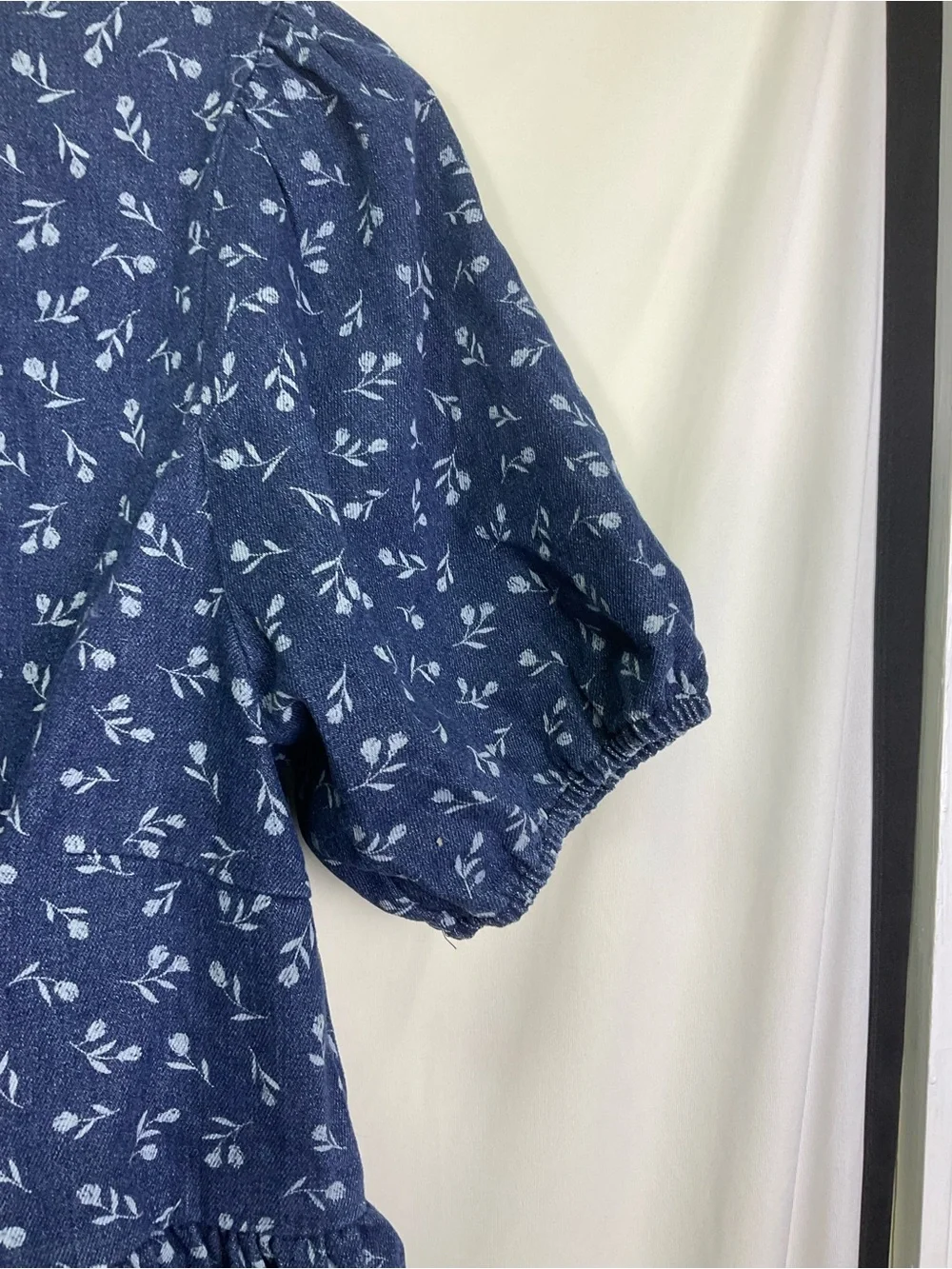 Gilli Ellie Tie-Front Peplum Top - Navy Denim